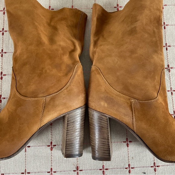 Free People “Dakota” Premium Suede Slouch Mid Calf Heeled Boots 40 US 10 Booties - Picture 11 of 11